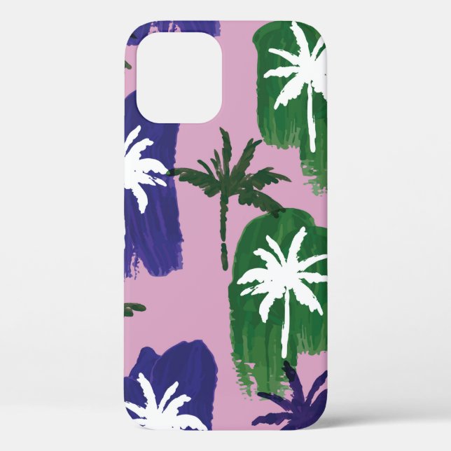 Beautiful palm trees pattern hand painted on pink  Case-Mate iPhone case (Back)
