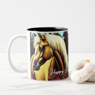 Beautiful Palomino Horse Birthday Two-Tone Coffee Mug