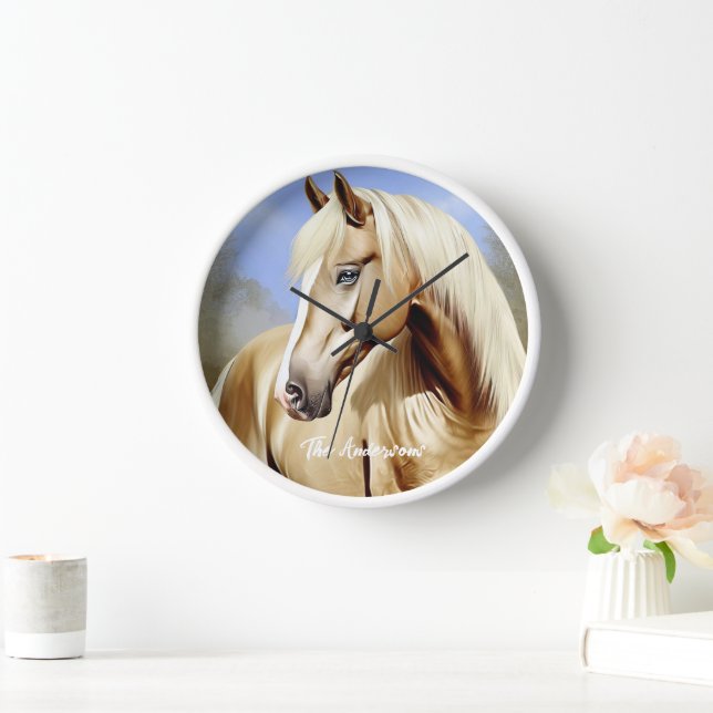 Beautiful Palomino Horse  Clock (Home)