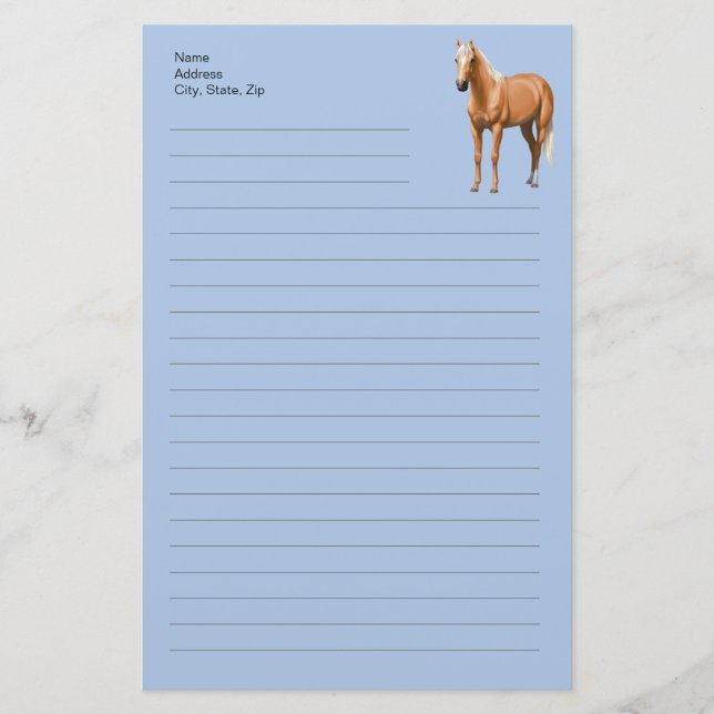 Beautiful Palomino Quarter Horse Stallion Stationery (Front)
