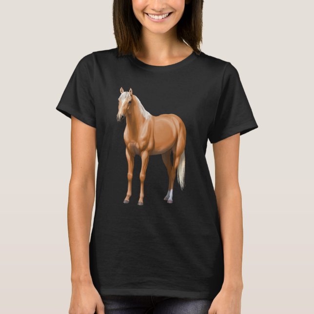 Beautiful Palomino Quarter Horse Stallion T-Shirt (Front)