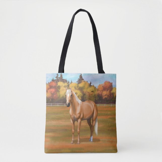 Beautiful Palomino Quarter Horse Stallion Tote Bag (Front)