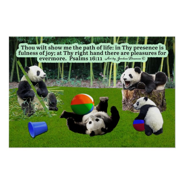 Beautiful Panda Scripture Psalms 16:11: Glossy Poster (Front)