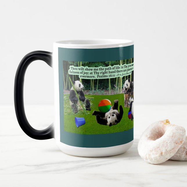 Beautiful Panda Scripture Psalms 16:11 Magic Mug (With Donut)