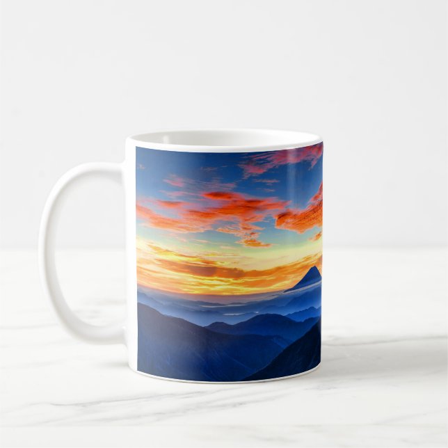 Beautiful Panoramic Mount Fuji Sunset Coffee Mug (Left)