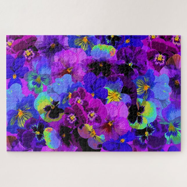 Beautiful Pansies Puzzle Purple Violet Flowers (Horizontal)