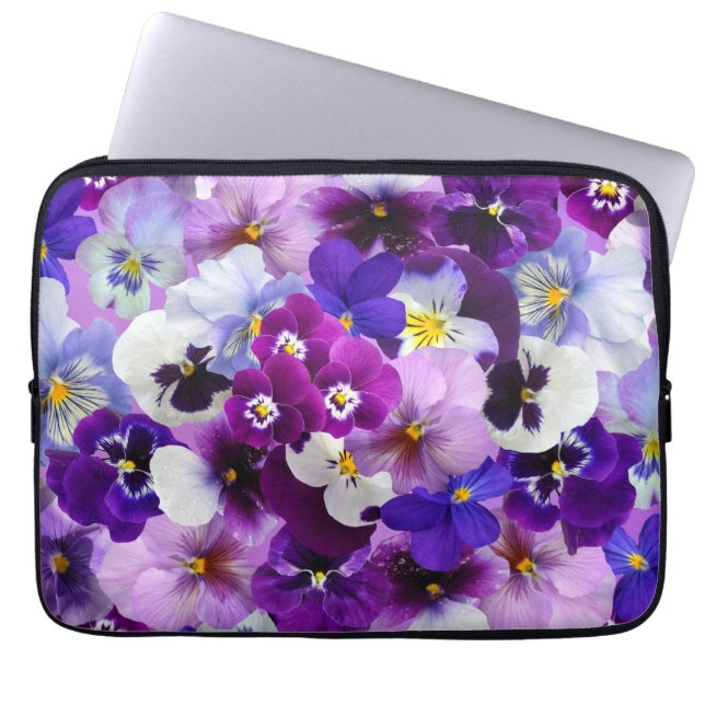 Beautiful Pansies Spring Flowers Laptop Sleeve (Front)