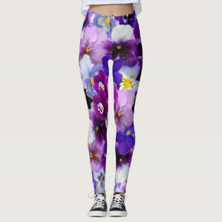 Beautiful Pansies Spring Flowers Leggings