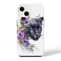Beautiful Panther Floral Purple Watercolor Artwork