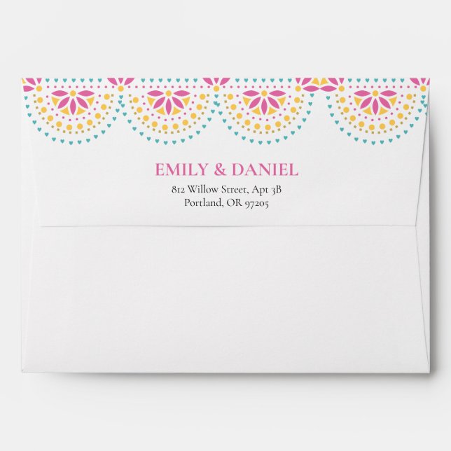 Beautiful Papel Picado Mexican Wedding Envelope (Back (Top Flap))