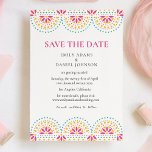 Beautiful Papel Picado Mexican Wedding Save The Date<br><div class="desc">Announce your Mexican fiesta-themed wedding in style with our Beautiful Papel Picado Mexican Wedding Save the Date. This elegant design blends traditional papel picado, colourful florals, and a touch of folk art, setting the tone for a vibrant and festive celebration. Whether you're planning a destination wedding or simply love the...</div>