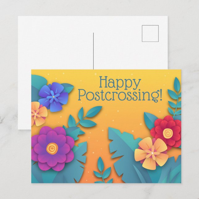 Beautiful Paper Craft Flowers Postcard (Front/Back)