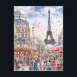 Beautiful Paris Street Scene With Eiffle Tower Art Postcard<br><div class="desc">Modern fun and stylish images of romantic Paris,  perfect art to compliment your traditional message sending.</div>