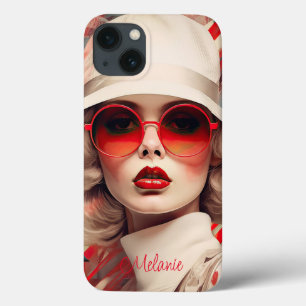 Beautiful Parisian Woman in sunglasses and hat iPhone 13 Case