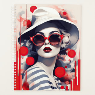 Beautiful Parisian Woman in sunglasses and hat Planner