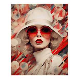 Beautiful Parisian Women in sunglasses and hat Poster