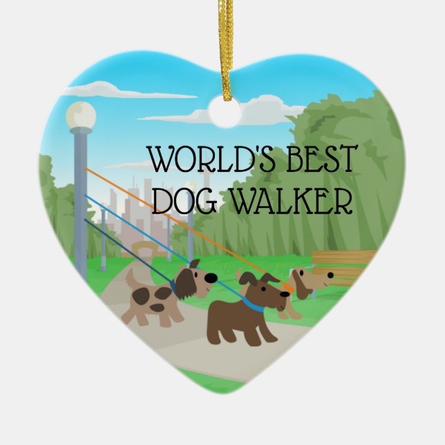 Beautiful Park World's Best Dog Walker Ceramic Ornament (Front)