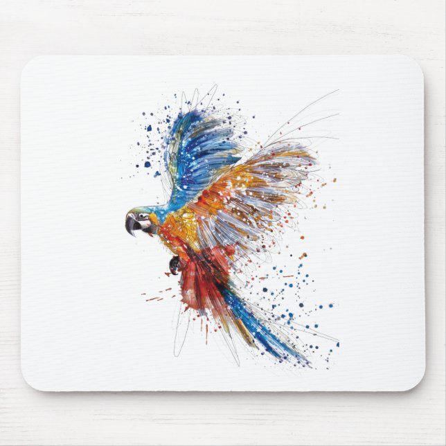 Beautiful parrot lifting its wings mouse pad (Front)