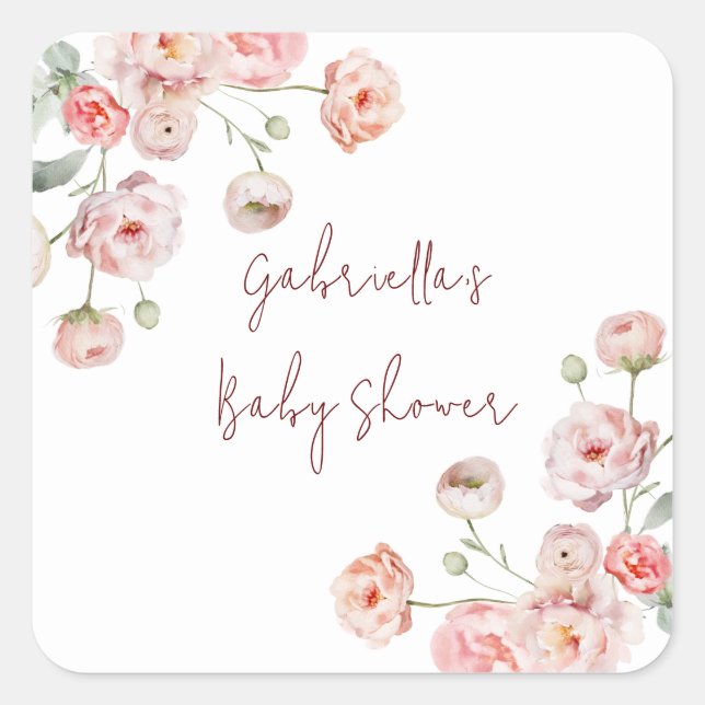 Beautiful Pastel Babyshower Square Sticker (Front)