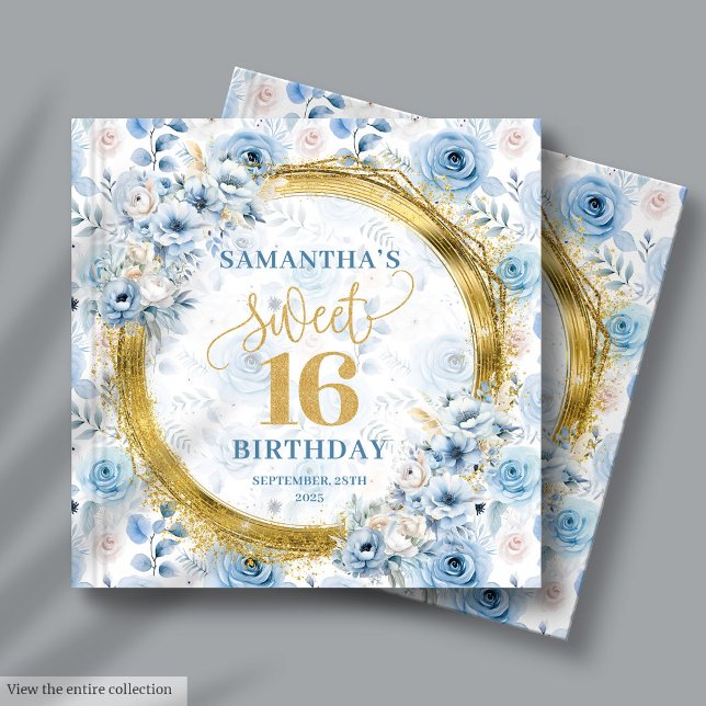 Beautiful Pastel Blue Sweet Sixteen Guest Sign In Book (Beautiful Pastel Blue Sweet Sixteen Guest Sign In Guest Book)