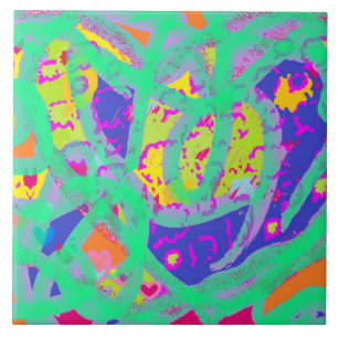 Beautiful pastel colours art design blues pink ceramic tile