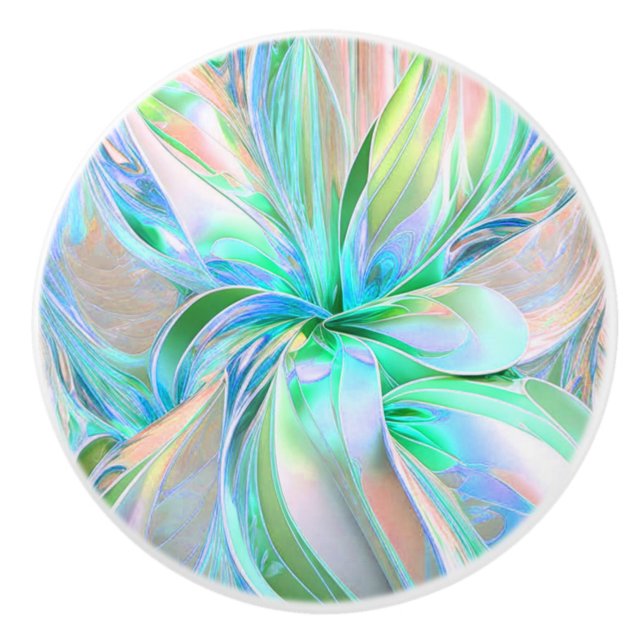 Beautiful Pastel Colours Fractal Ceramic Knob (Front)