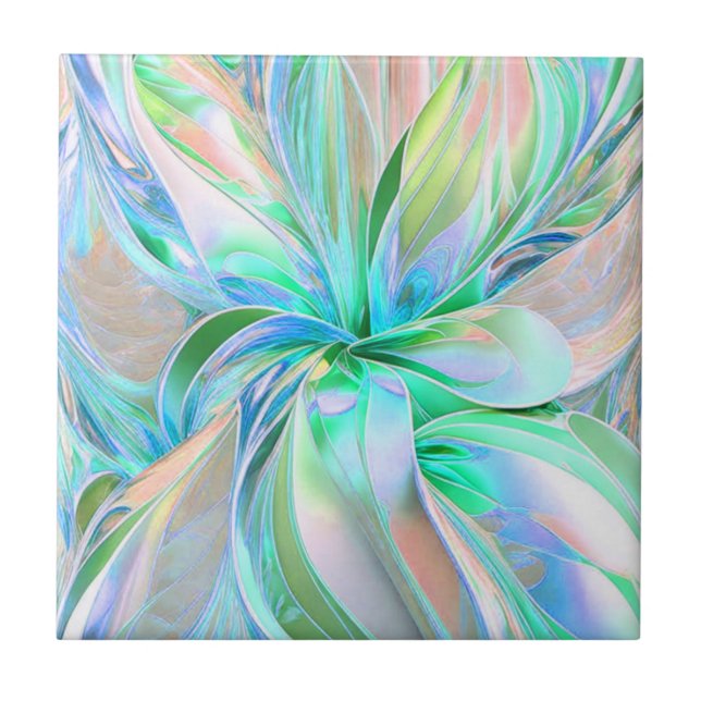 Beautiful Pastel Colours Fractal Ceramic Tile (Front)