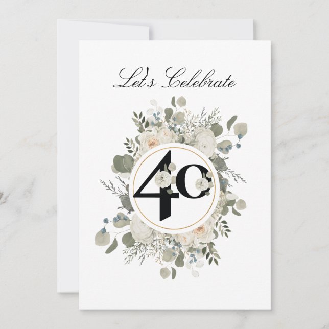 Beautiful Pastel Floral 40th ANNIVERSARY  Invitation (Front)
