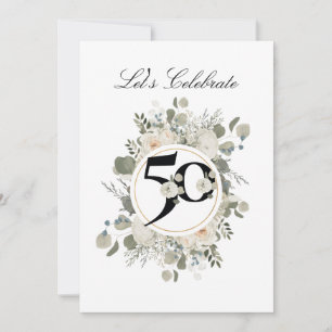 Beautiful Pastel Floral 50th ANNIVERSARY  Invitation