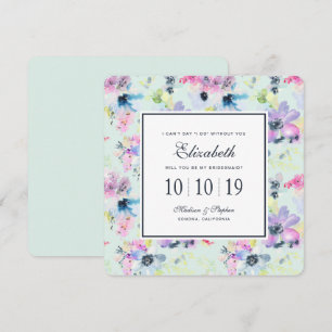 Beautiful Pastel Floral Watercolor -  Bridesmaid Invitation