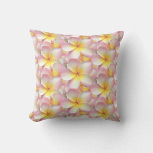 Beautiful Pastel Frangipani Plumeria Flowers Cushion