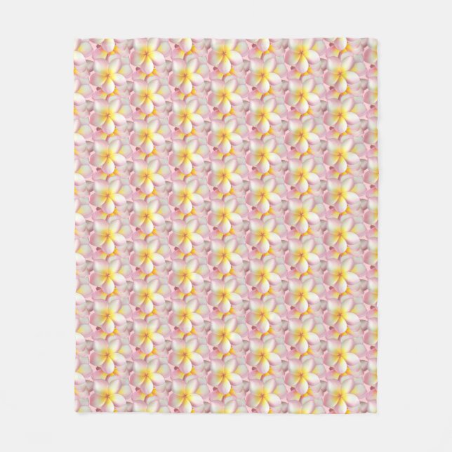 Beautiful Pastel Frangipani Plumeria Flowers Fleece Blanket (Front)