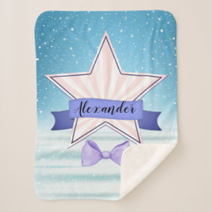 Beautiful Pastel Graphic with Star Badge Sherpa Blanket