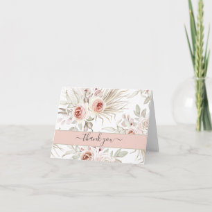 Beautiful Pastel Pink Floral, Thank You Card