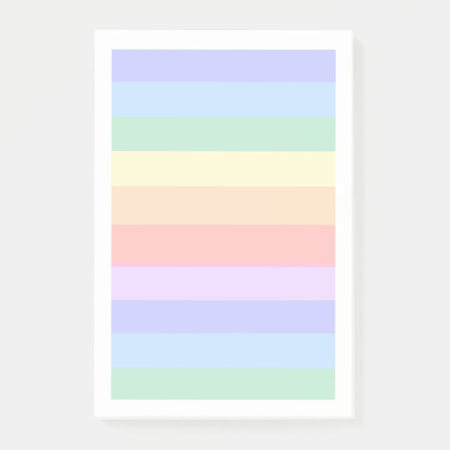 Beautiful Pastel Rainbow Background & White Frame Post-it Notes (Front)
