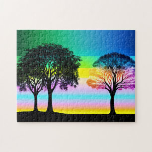 Beautiful Pastel Sky Behind Silhouette Trees Jigsaw Puzzle