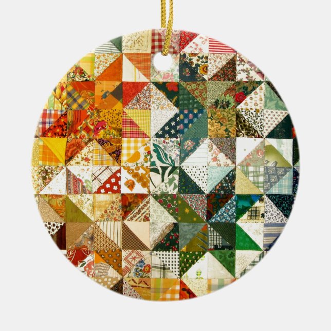 Beautiful Patchwork Ceramic Tree Decoration (Front)