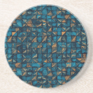 Beautiful Patchwork "Look" in Dark Teal Coaster
