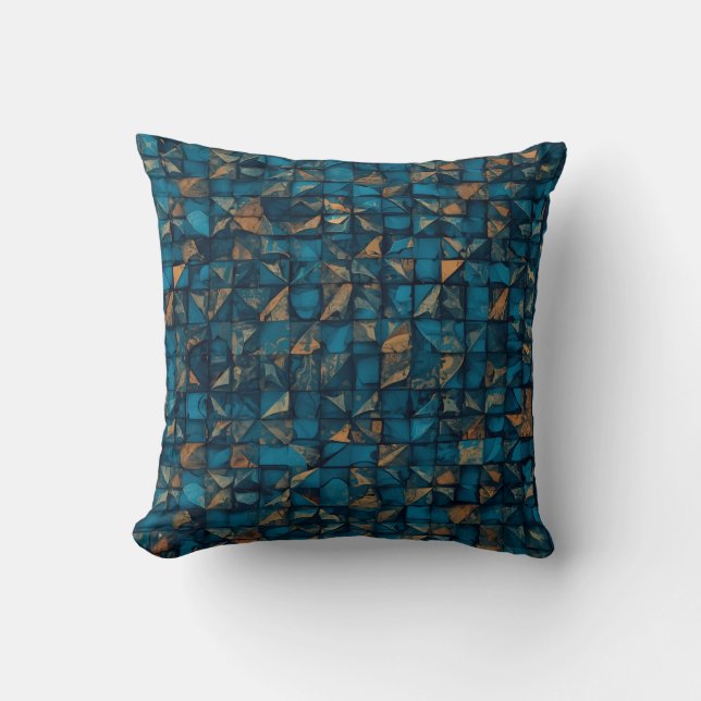 Beautiful Patchwork "Look" in Dark Teal Cushion (Front)