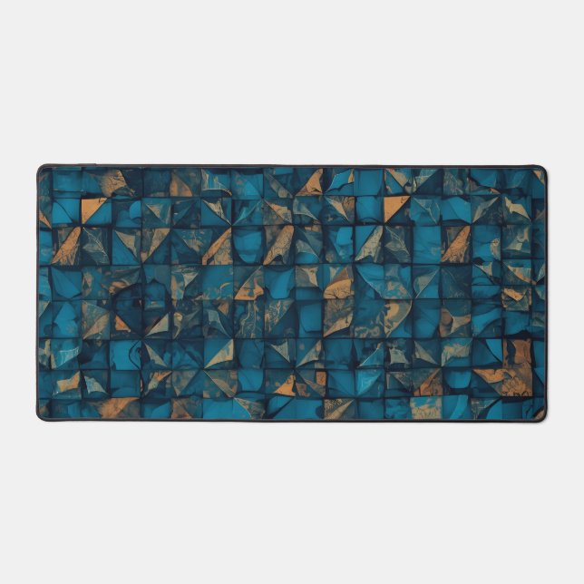 Beautiful Patchwork "Look" in Dark Teal Desk Mat (Front)