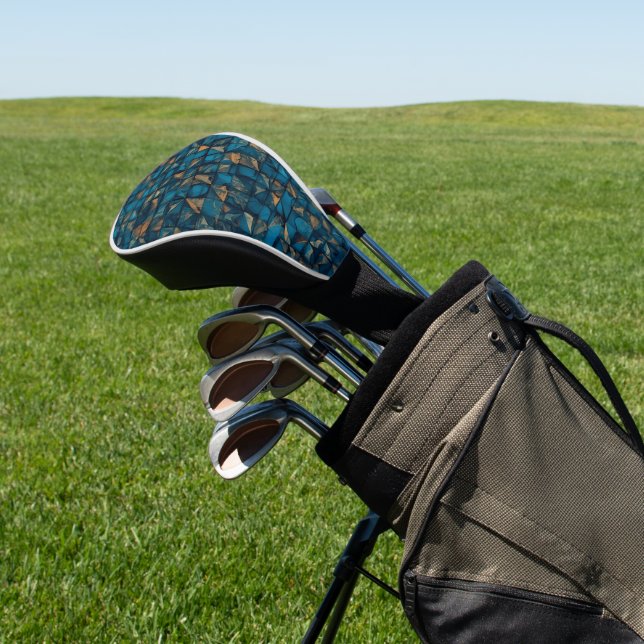 Beautiful Patchwork "Look" in Dark Teal Golf Head Cover (In Situ)