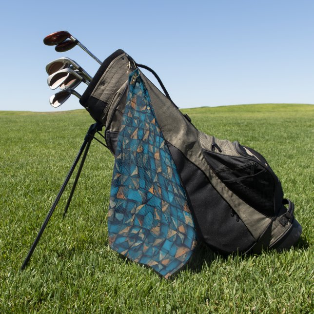 Beautiful Patchwork "Look" in Dark Teal Golf Towel (Green)
