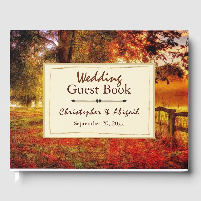 Beautiful Path Autumn Leave Fall Christian Wedding Guest Book (Front)