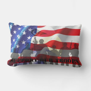 Beautiful Patriotic Flag Support our troops Lumbar Cushion