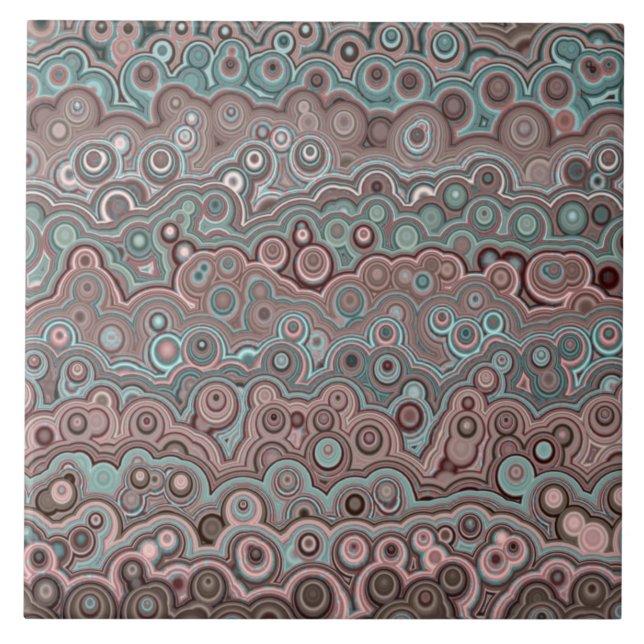 Beautiful pattern brown pink blue turquoise M2  Ceramic Tile (Front)