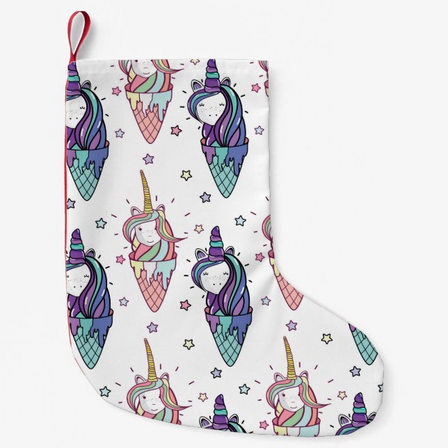 beautiful pattern head and ice cream unicorn with  small christmas stocking (Front)
