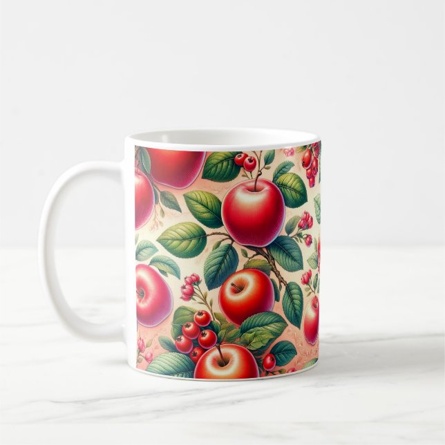 Beautiful pattern with red apples coffee mug (Left)