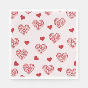 beautiful pattern with red hearts napkin