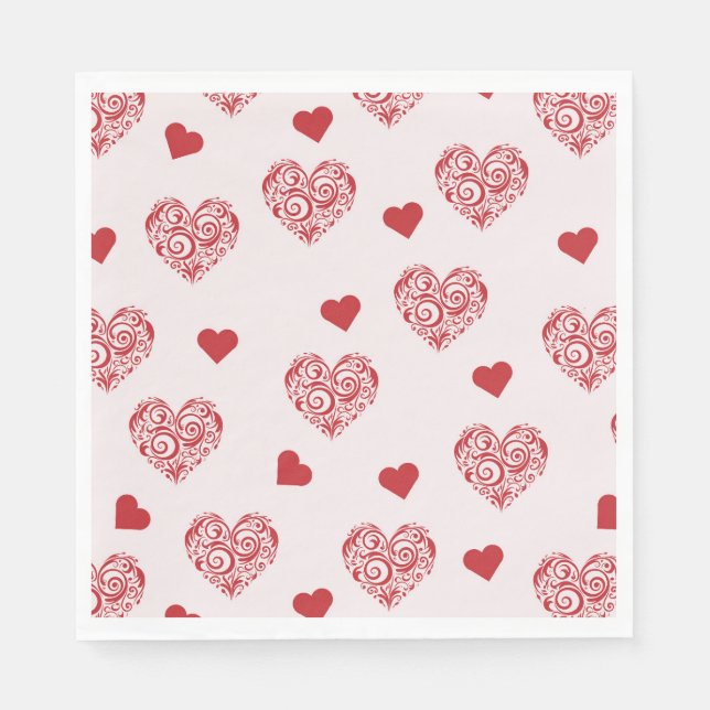 beautiful pattern with red hearts  napkin (Front)