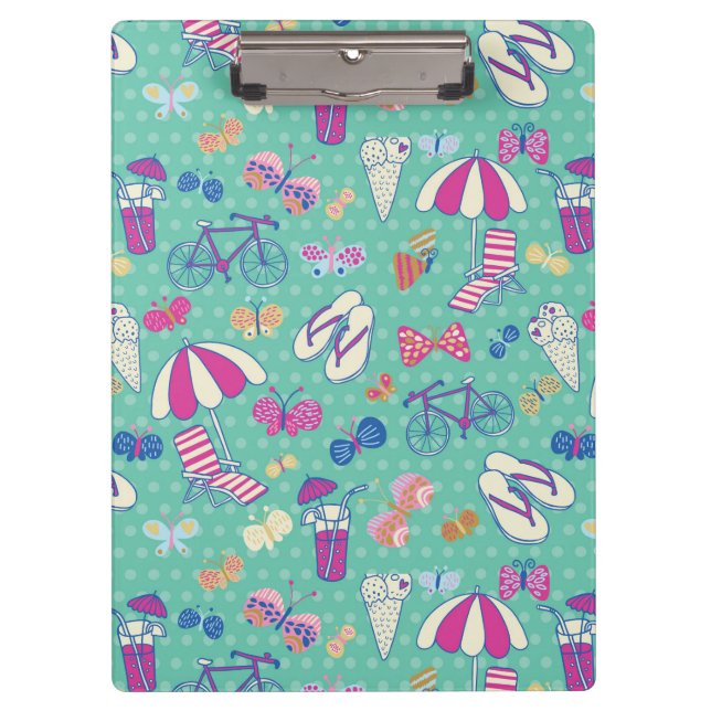 Beautiful Pattern With Summer Elements Clipboard (Front)